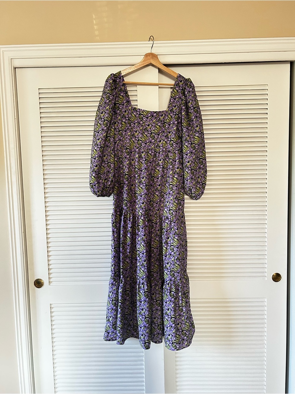 Nasty Gal Purple Floral Tiered Midi Dress